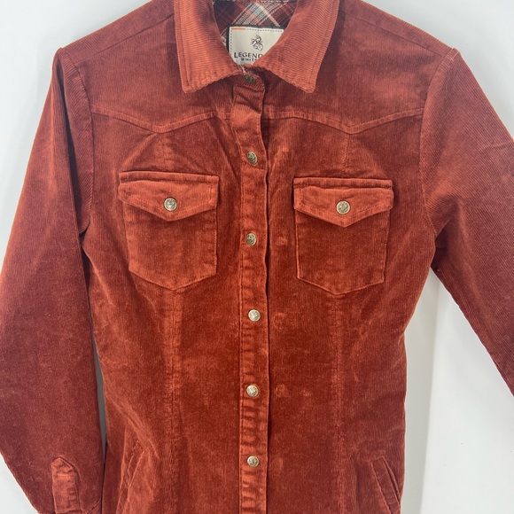 Legendary Whitetails Roadhouse Corduroy snap front Dress in rust size S/M - Picture 5 of 14